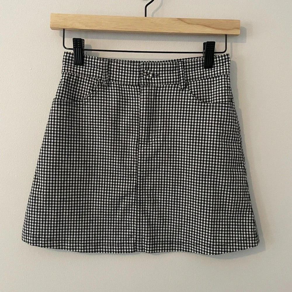John‎ Galt Black White Gingham Mini Skirt OS Grunge Goth Minimalist Preppy Y2K